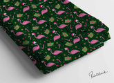 Dark Green Flamingo Christmas Printed Fabric Wholesale Market